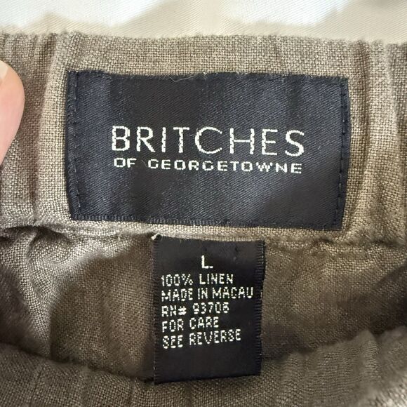 Britches of Georgetowne Linen Pants Women's Large Green Drawstring Pockets - Picture 6 of 12